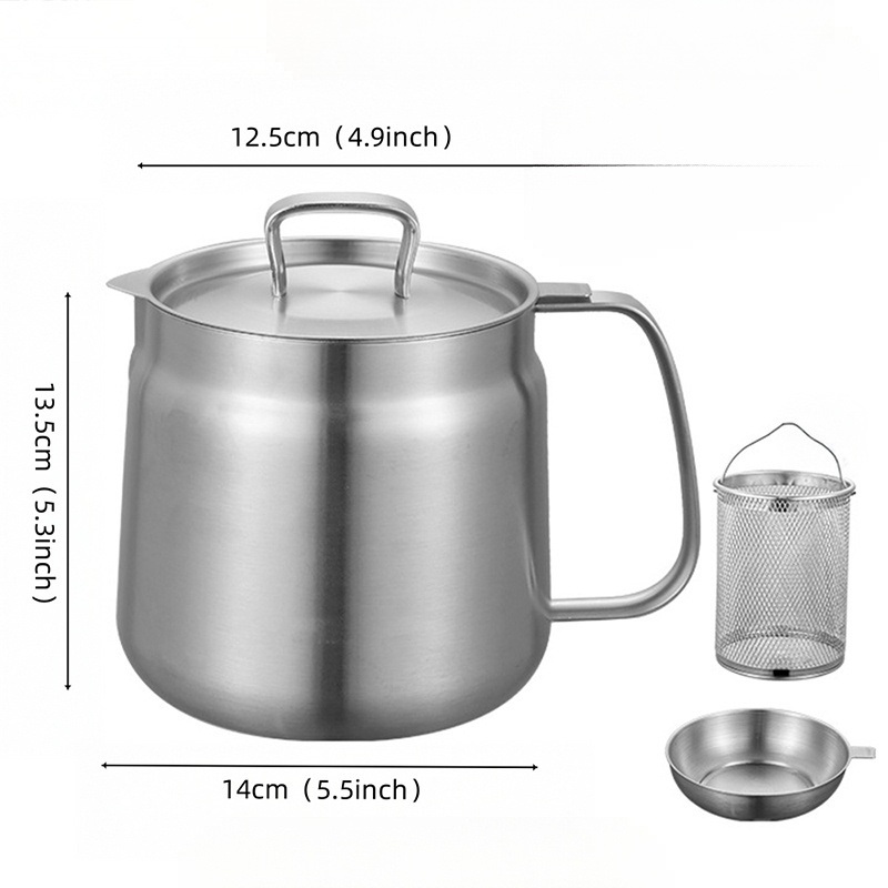 기름주전자 304올스텐 케틀팟 오일 보리차 멀티 대용량 인덕션 거름망 요리가능 1500ml - 상품 이미지