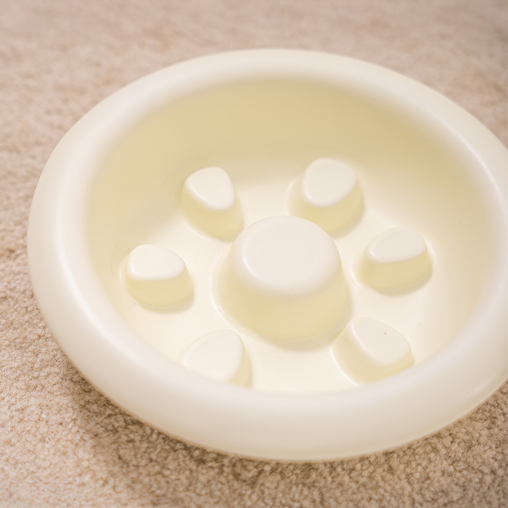 강아지밥그릇 높이조절 급체방지 애견 식기 도자기 슬로우식기 식탁 화이트