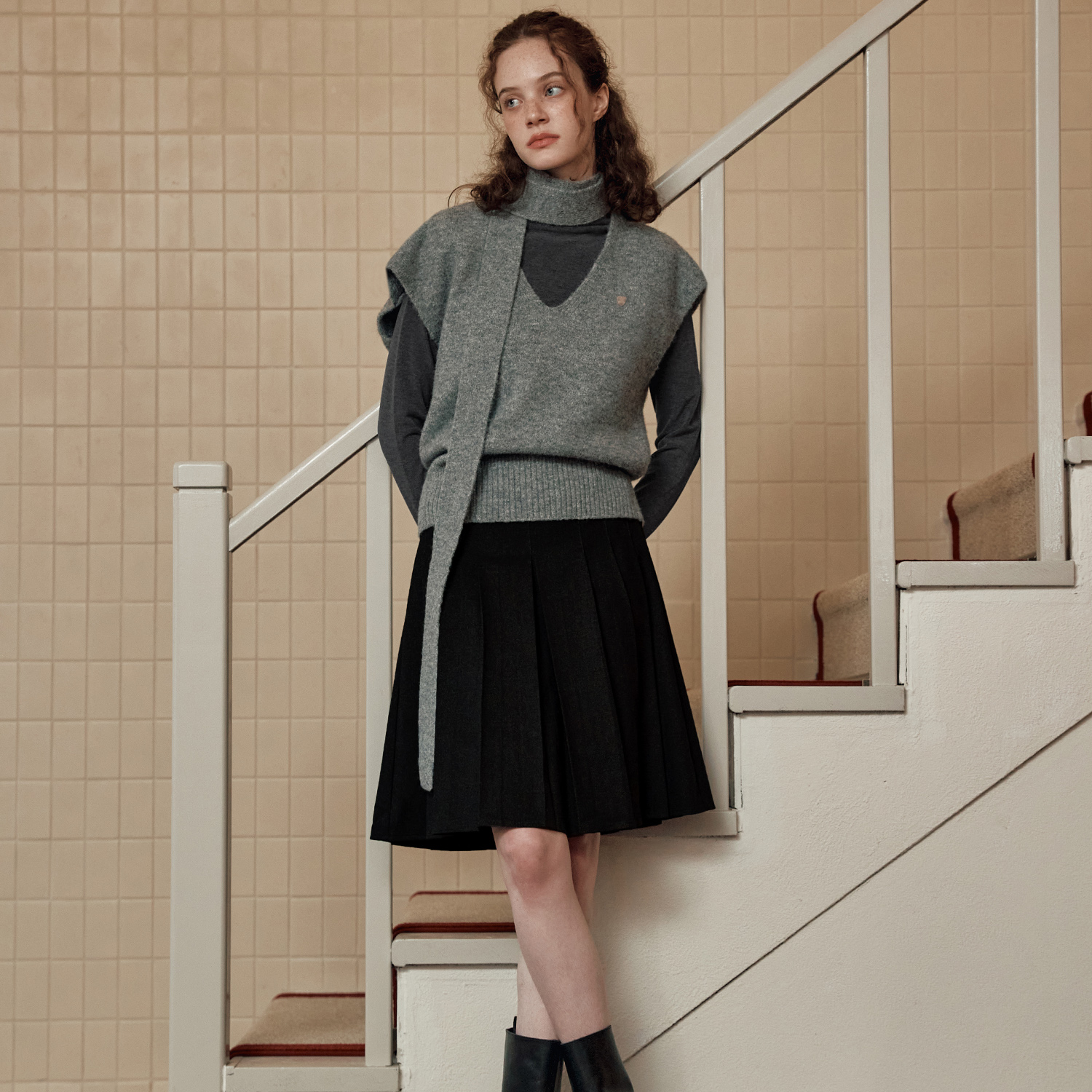[제로스트릿] 미디 플리츠 스커트 MIDI PLEATED SKIRT / BLACK - 상세 이미지 3