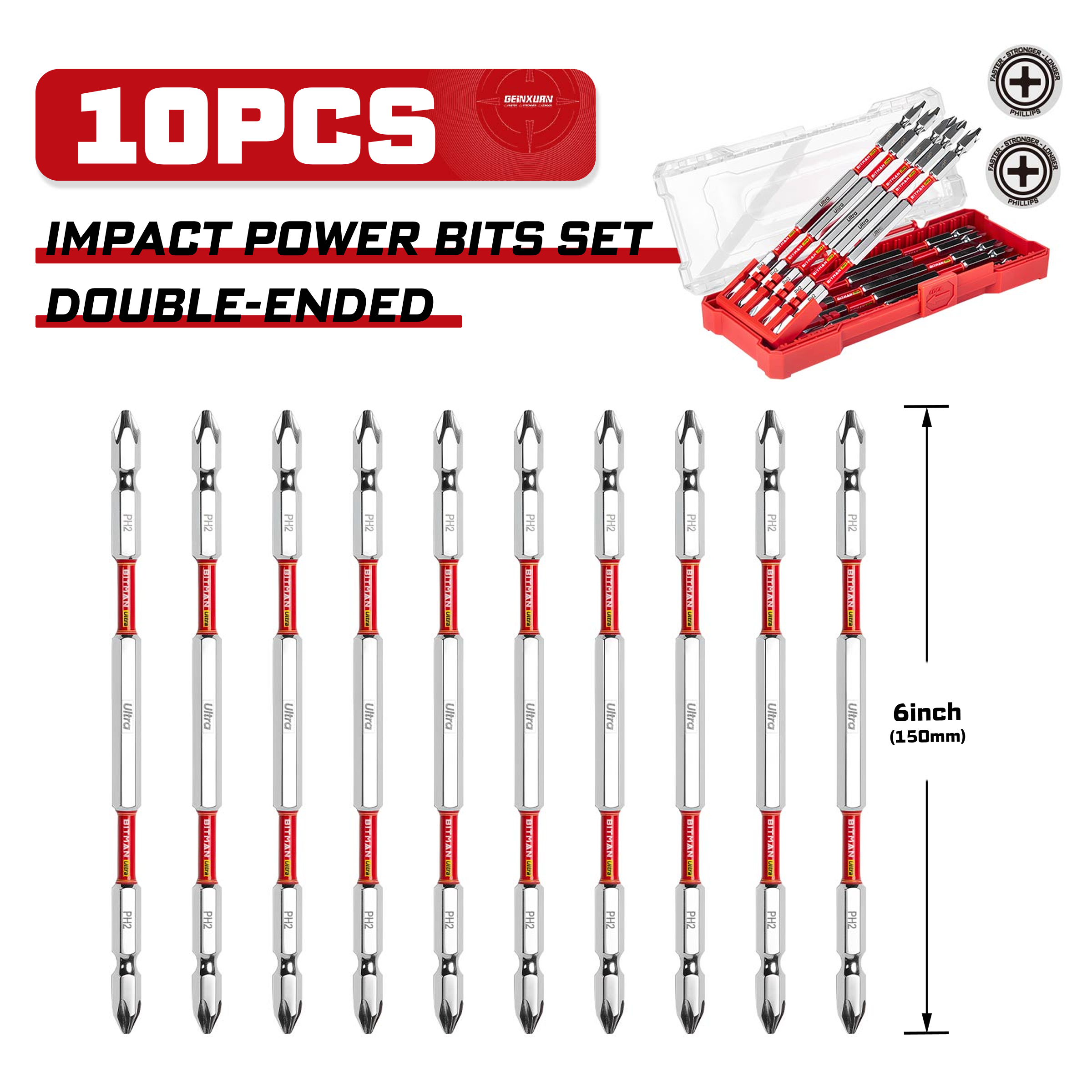 비트맨 비트 울트라 150mm HRC63 토션 임팩 드릴 십자 PH2 BPH2150 1세트 - 상세 이미지 4