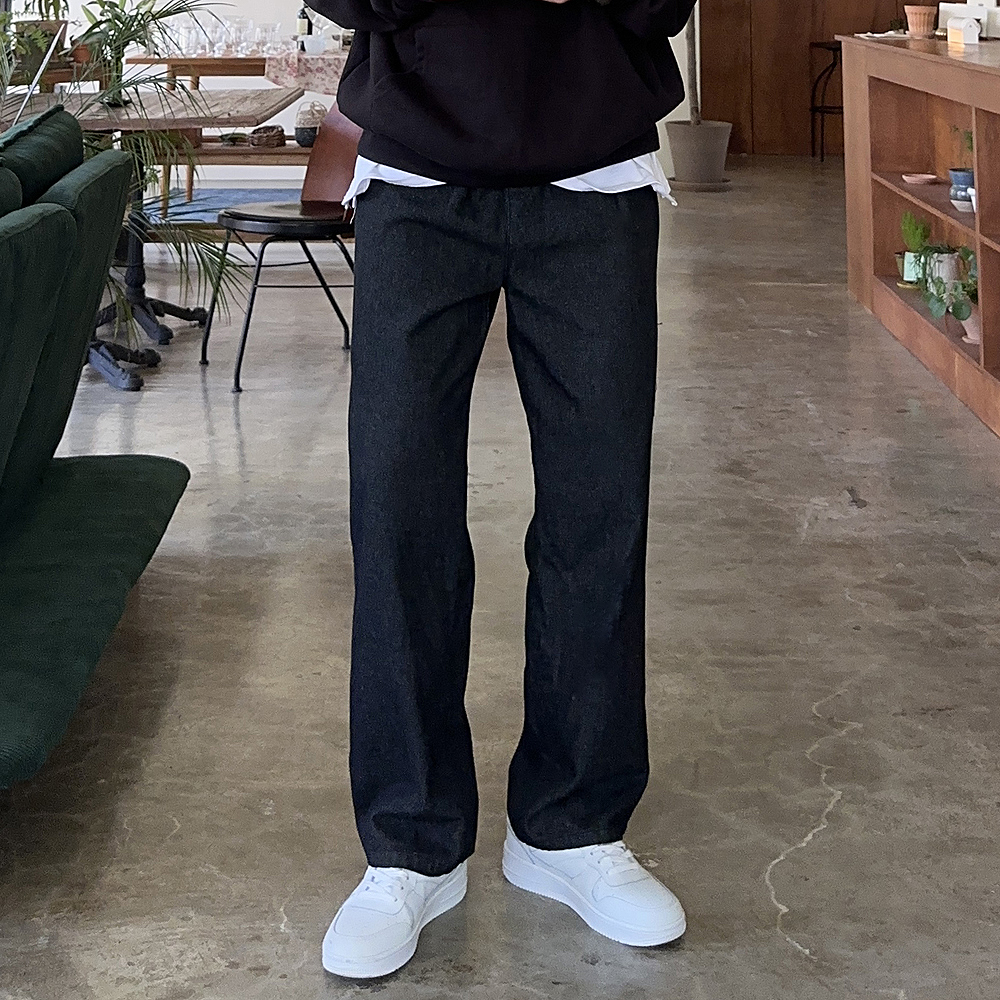 남자 청바지 빅사이즈 밴딩 데님 팬츠 남자 와이드청바지 제품 이미지