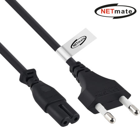 강원전자 넷메이트 220V 전용 2구(8자) AC 파워 케이블 1.3m(블랙) NMP-KPC813