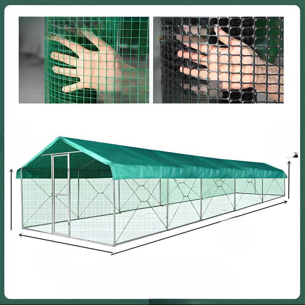 야외 조립식 닭장 대형 방풍망 철제 프레임형 집 4x2x2m 철망+방수천 - 상세 이미지 4