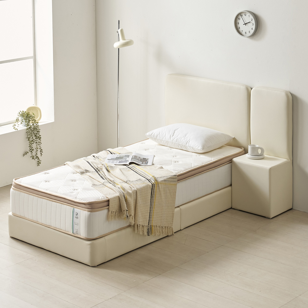 베이론 작은방 가죽 호텔식 신혼 부부 침대프레임 S(싱글), 라이트그레이