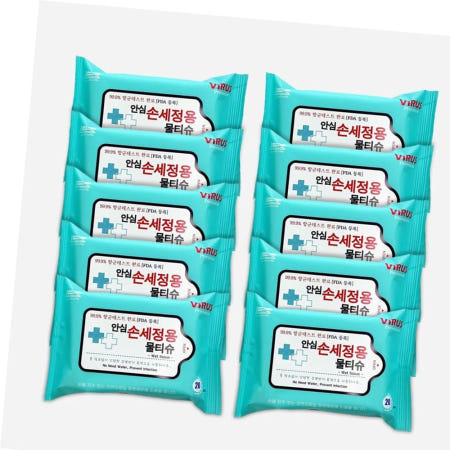 미녀몰 안심 휴대용 소독 티슈 에탄올 물티슈 세정 20매 10개