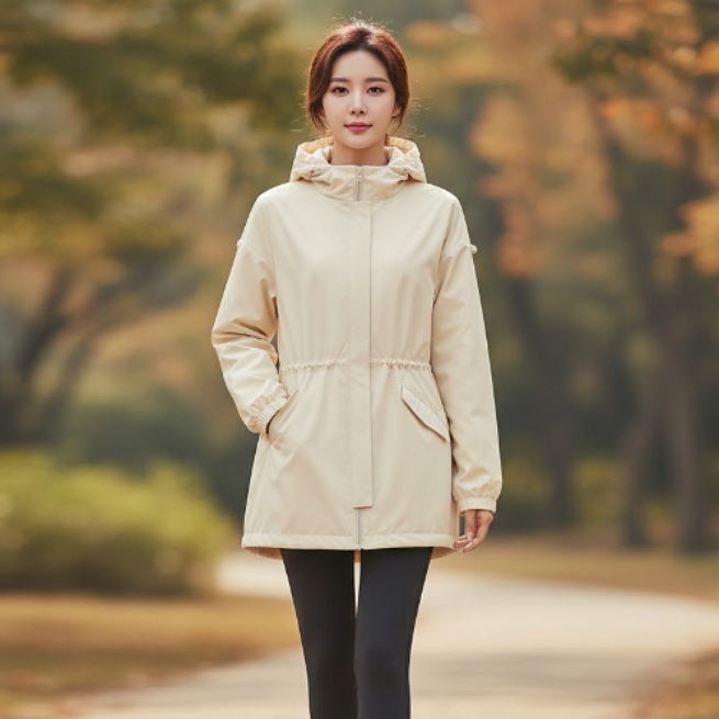 MILLET 밀레 아웃도어 가을 여자 간절기 허리스트링 롱기장 바람막이 점퍼 - 상품 이미지