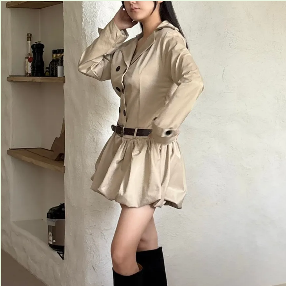 트렌치원피스 겨울하객룩 11월하객룩 연말원피스 이미지 6