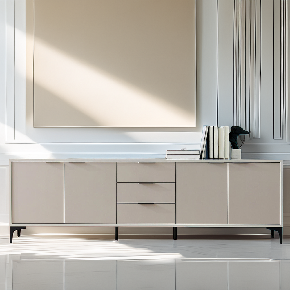 포니 높은거실장 75인치 85인치 티비장 tv다이서랍장 장식장 2100x400x646, 그레이