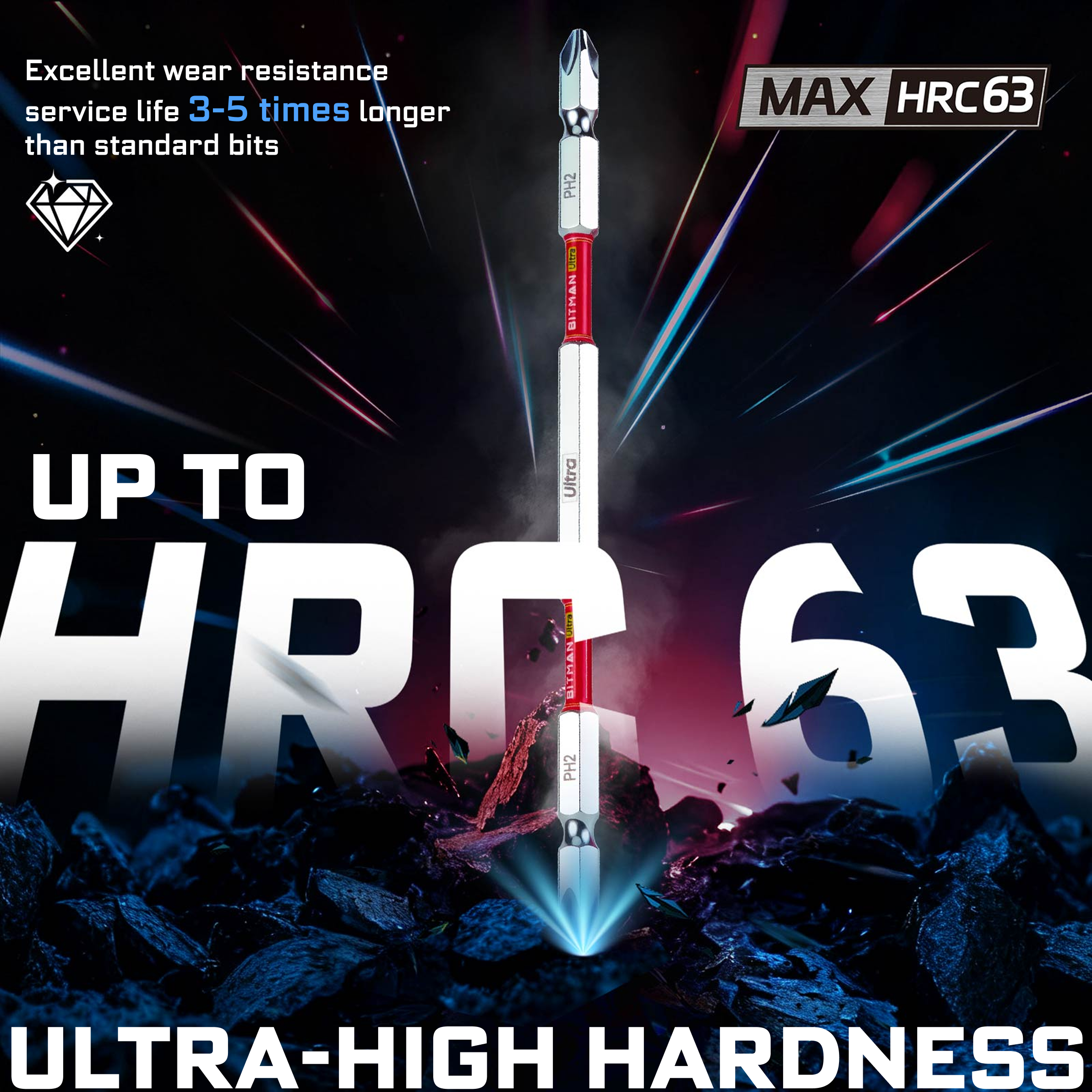 비트맨 비트 울트라 150mm HRC63 토션 임팩 드릴 십자 PH2 BPH2150 1세트 이미지 6