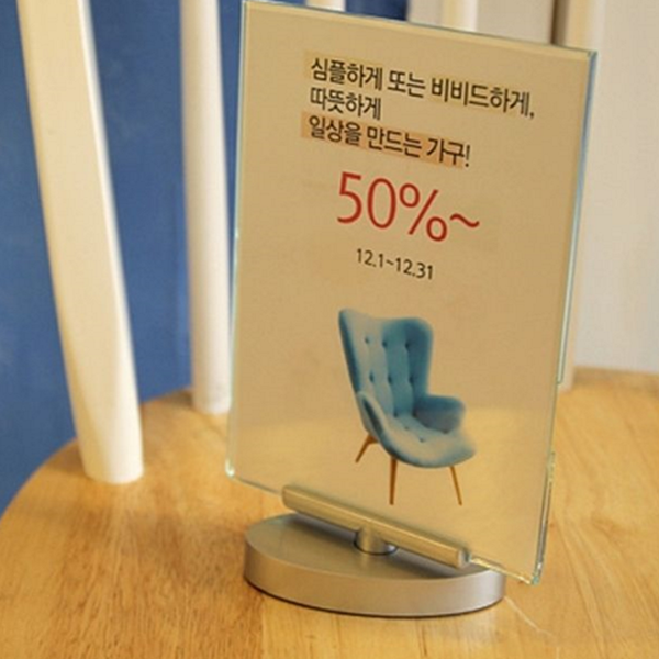 데스크 양면 홍보판 디스플레이 세로형 홍보판 투명 소형 - 상품 이미지