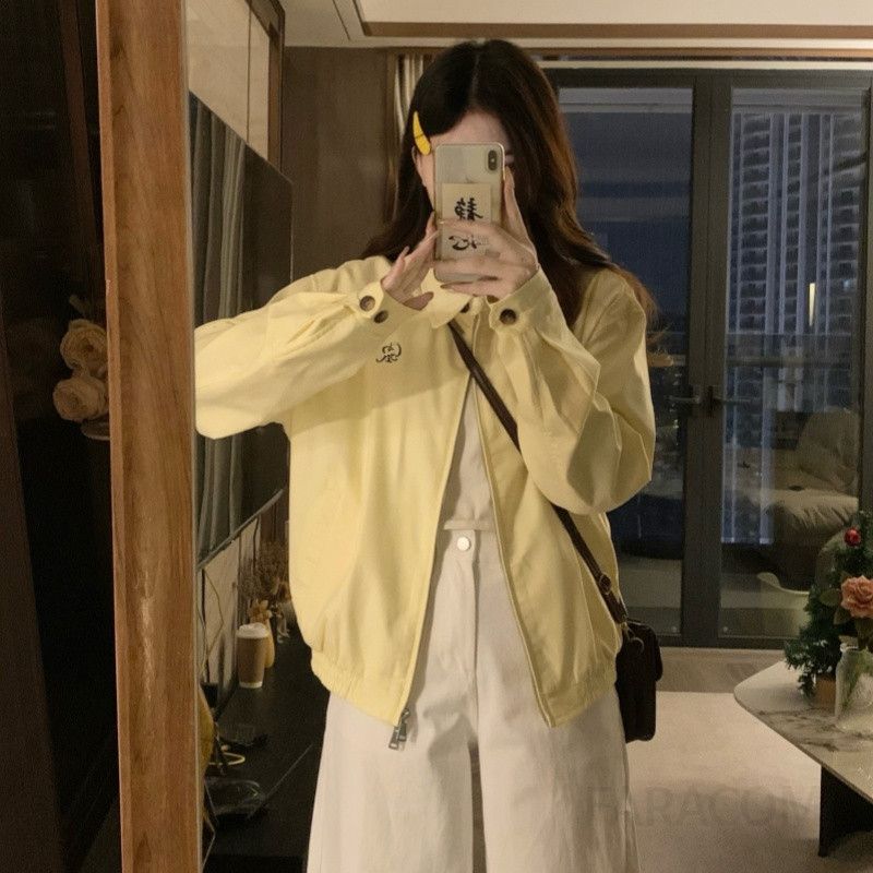 여성 빅사이즈 카라넥 루즈핏 오버핏 바람막이 점퍼 야상 아우터 간절기 데일리룩 캐주얼 자켓 봄 가을 - 상세 이미지 3