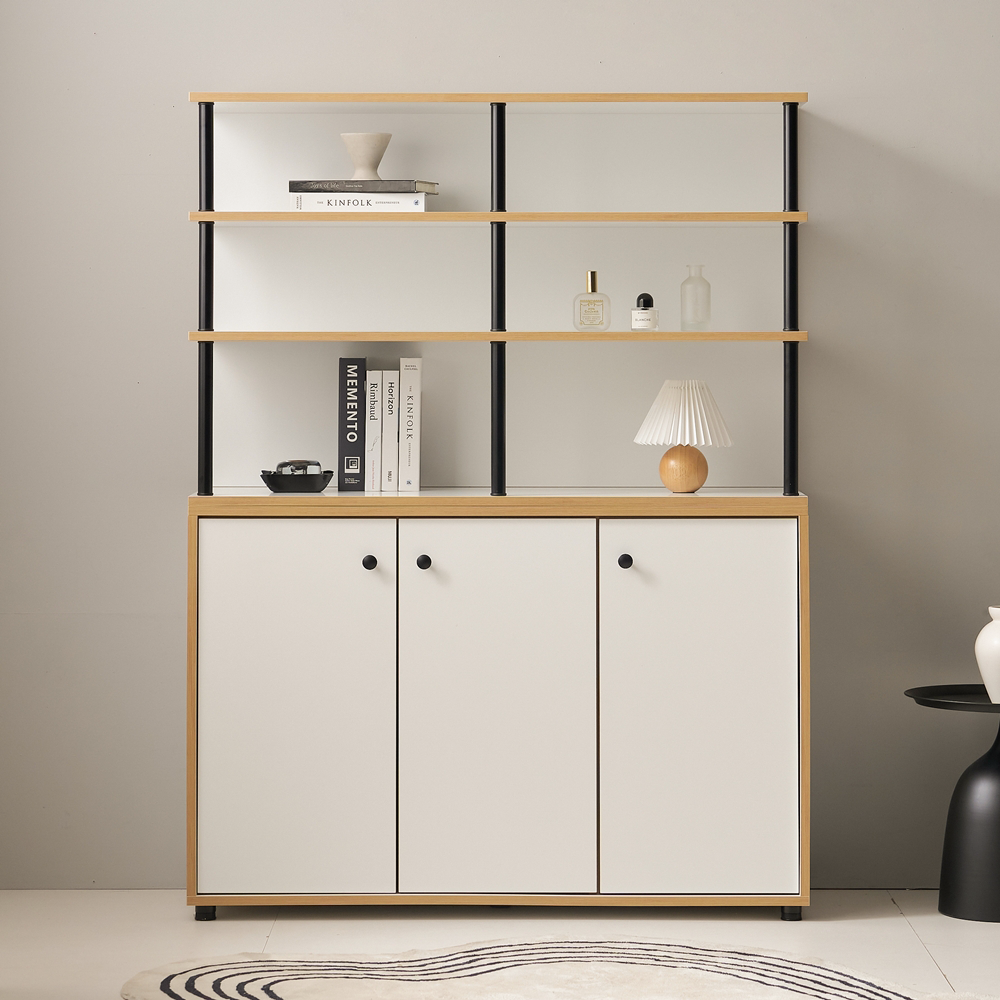 세렌 식기장 홈카페장 홈바장인테리어 꾸미기 주방보조수납장 주방장 1200x400x1600mm, 5단, 화이트