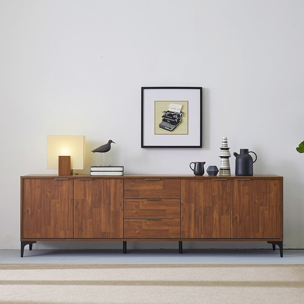 포니 높은거실장 75인치 85인치 티비장 tv다이서랍장 장식장 2100x400x646, 멀바우