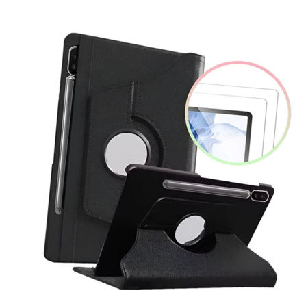 (주)유비코퍼레이션 필름 FE 플러스 회전 케이스+강화유리 갤럭시탭S9 2매 세트