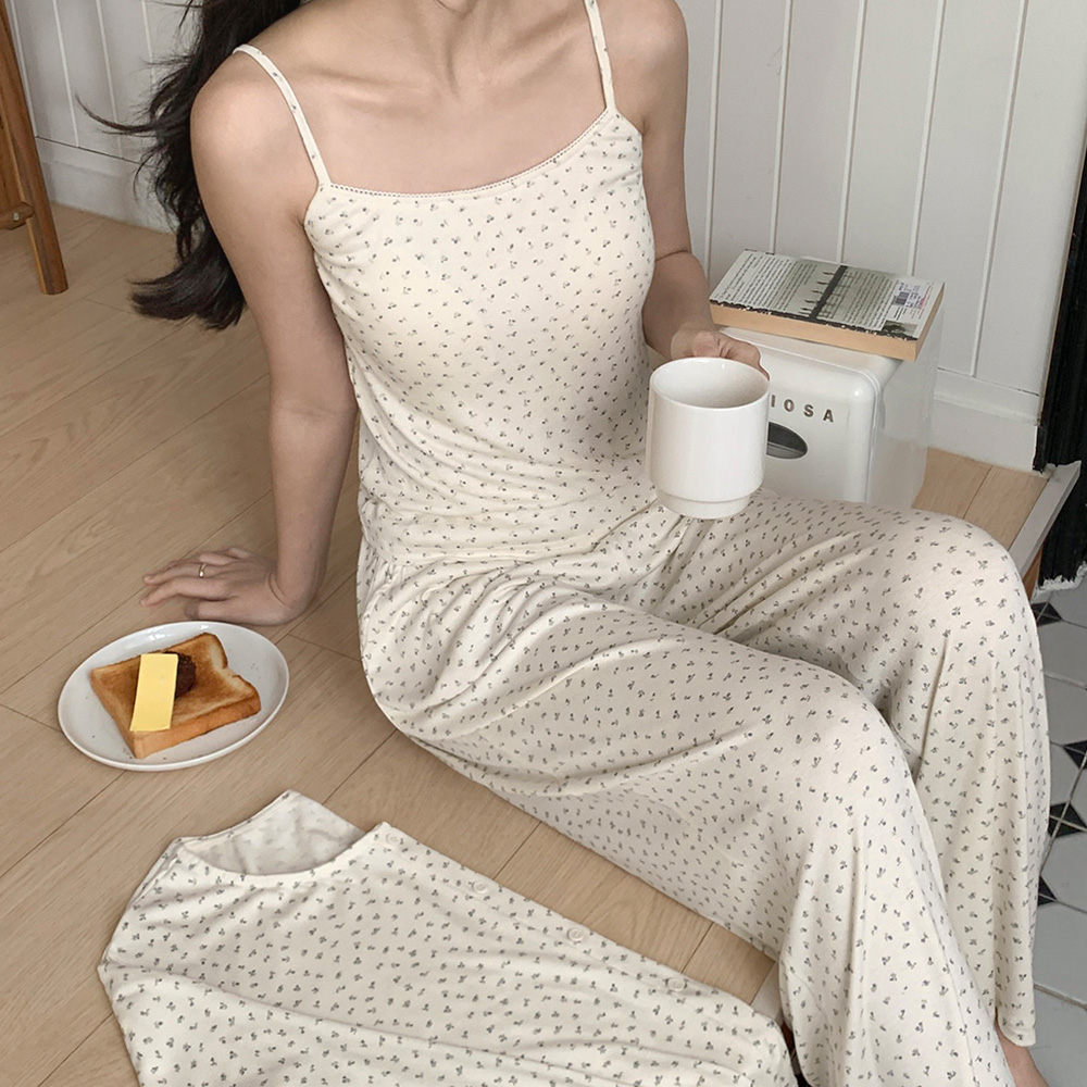 베라 플라워 긴팔 파자마 캡내장 쓰리피스 잠옷세트 1color - 상세 이미지 3