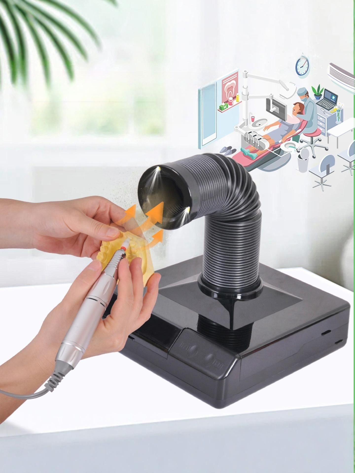 치과 치과기공 데스크탑 연마 집진기 네일 손톱 각질 케어 탁상 진공 가루 청소기  화이트 M232