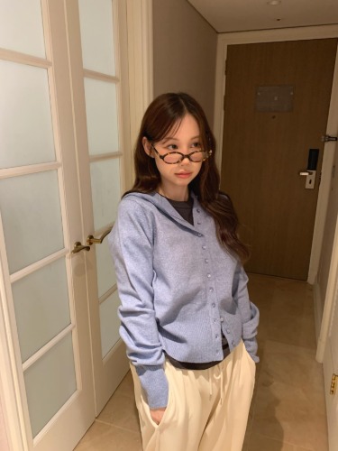 후드단추가디건티 - 상품 이미지
