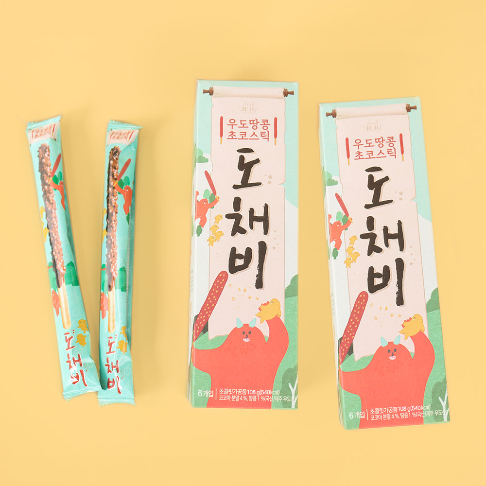 1+1 제주 우도땅콩초코스틱 도채비 왕빼빼로 초콜릿 2박스 - 메인 이미지