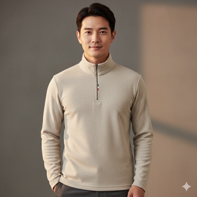 MILLET 밀레 아웃도어 남자 겨울 기모안감 아웃도어 반집업 등산 티셔츠 - 상품 이미지
