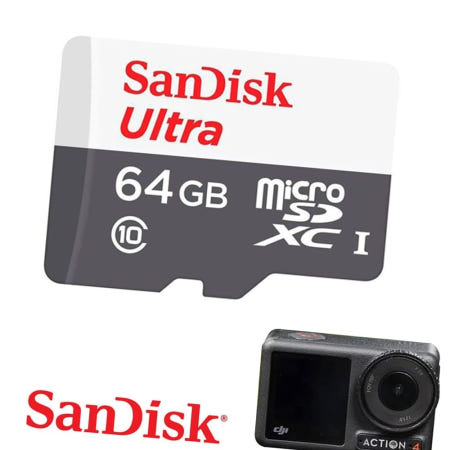 톡톡마켓 액션캠액세서리 DJI 오즈모 액션 4 호환 메모리 SD 저장 카드 64GB