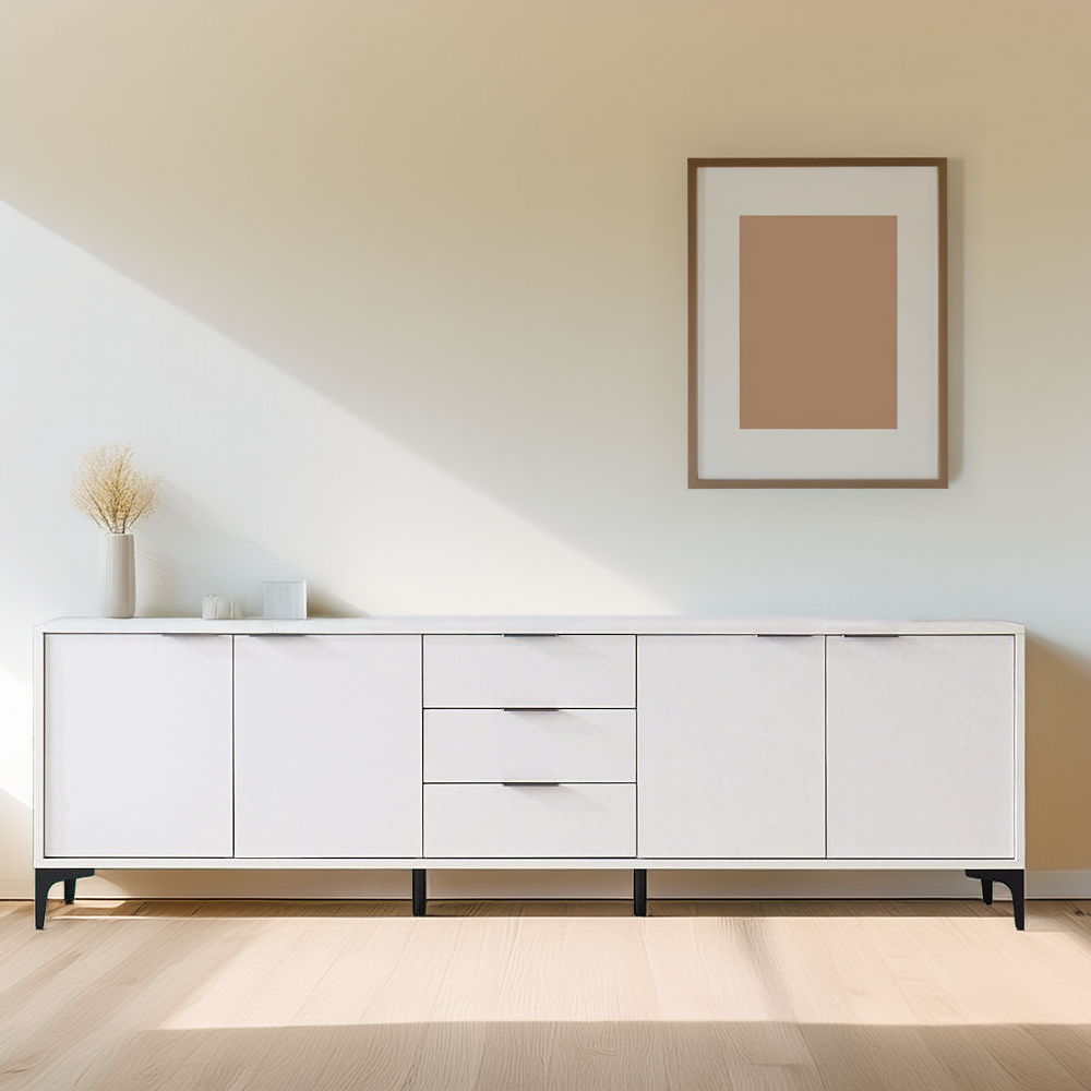 포니 높은거실장 75인치 85인치 티비장 tv다이서랍장 장식장 2100x400x646, 화이트