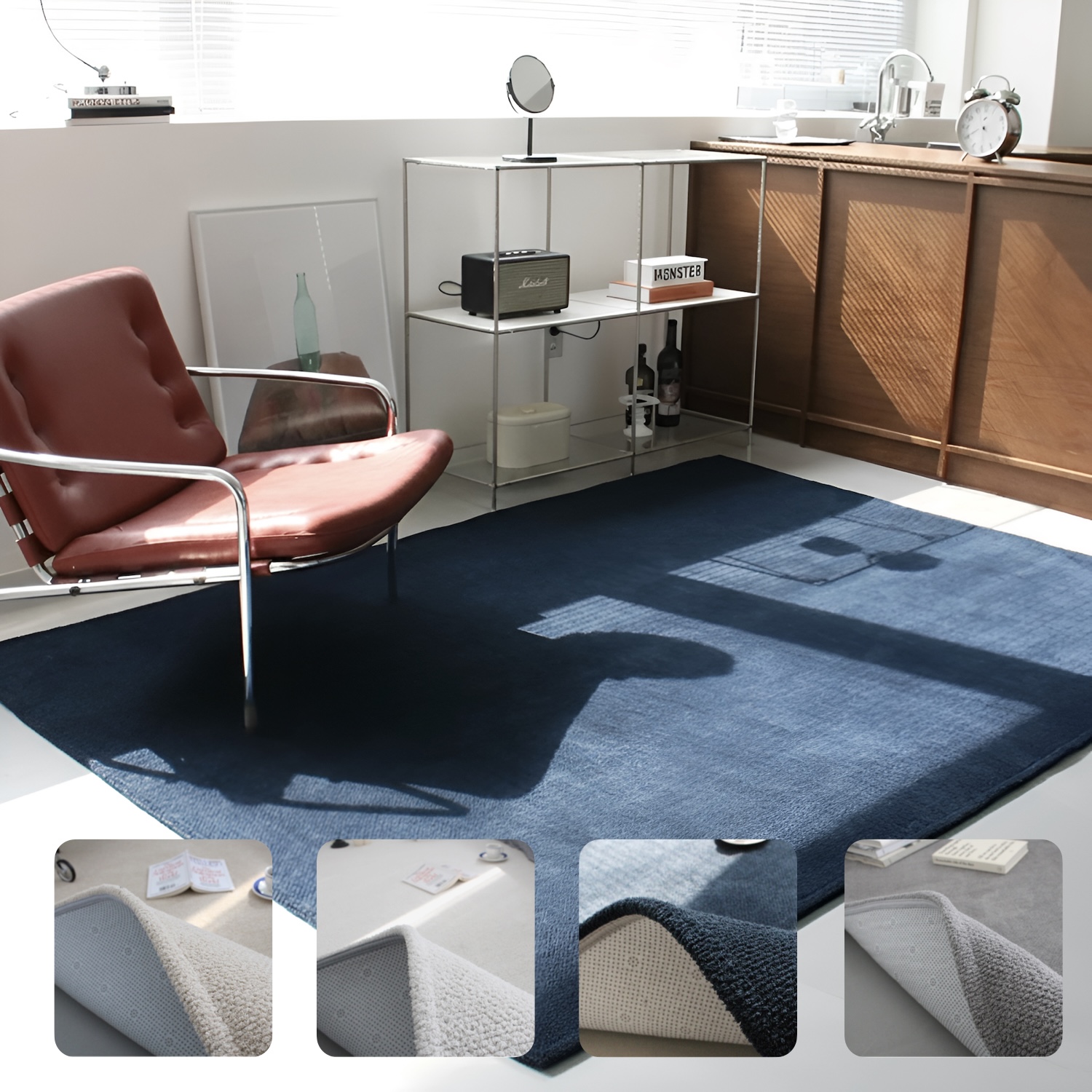 먼지없는 슬럽 워셔블 사계절 러그 4컬러 5사이즈 그레이, 100x150cm