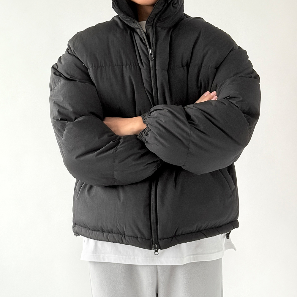 남성 겨울 웰론패딩점퍼 오버핏 방한 데일리룩 숏패딩 블랙, FREE(One size) - 상세 이미지 4