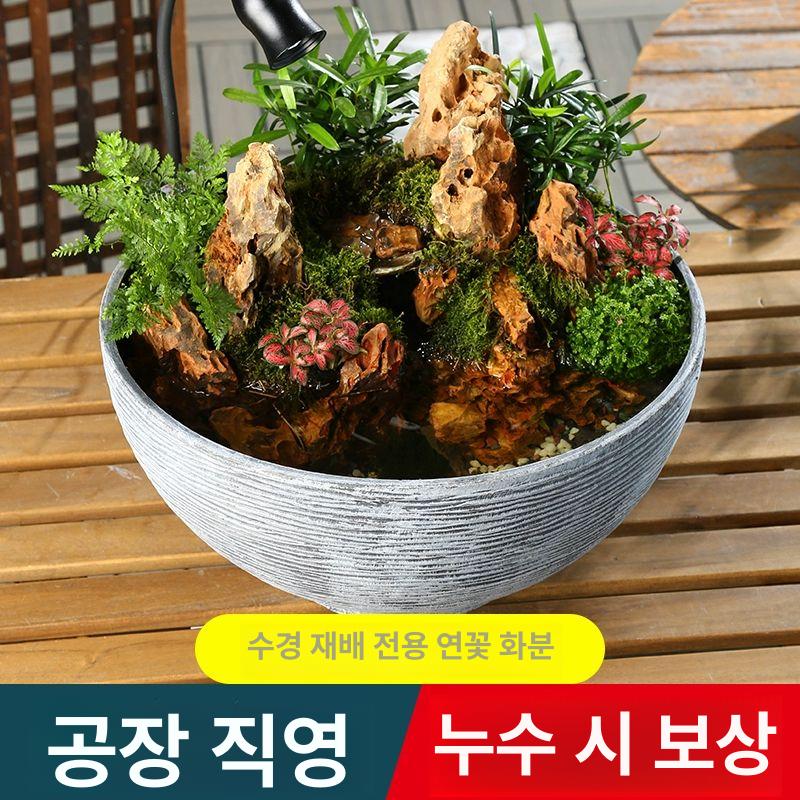 대형수반 플라스틱 금붕어 수경 연못 연꽃 대형 옹기 석영백 A 수지 소형 35cm - 상세 이미지 4