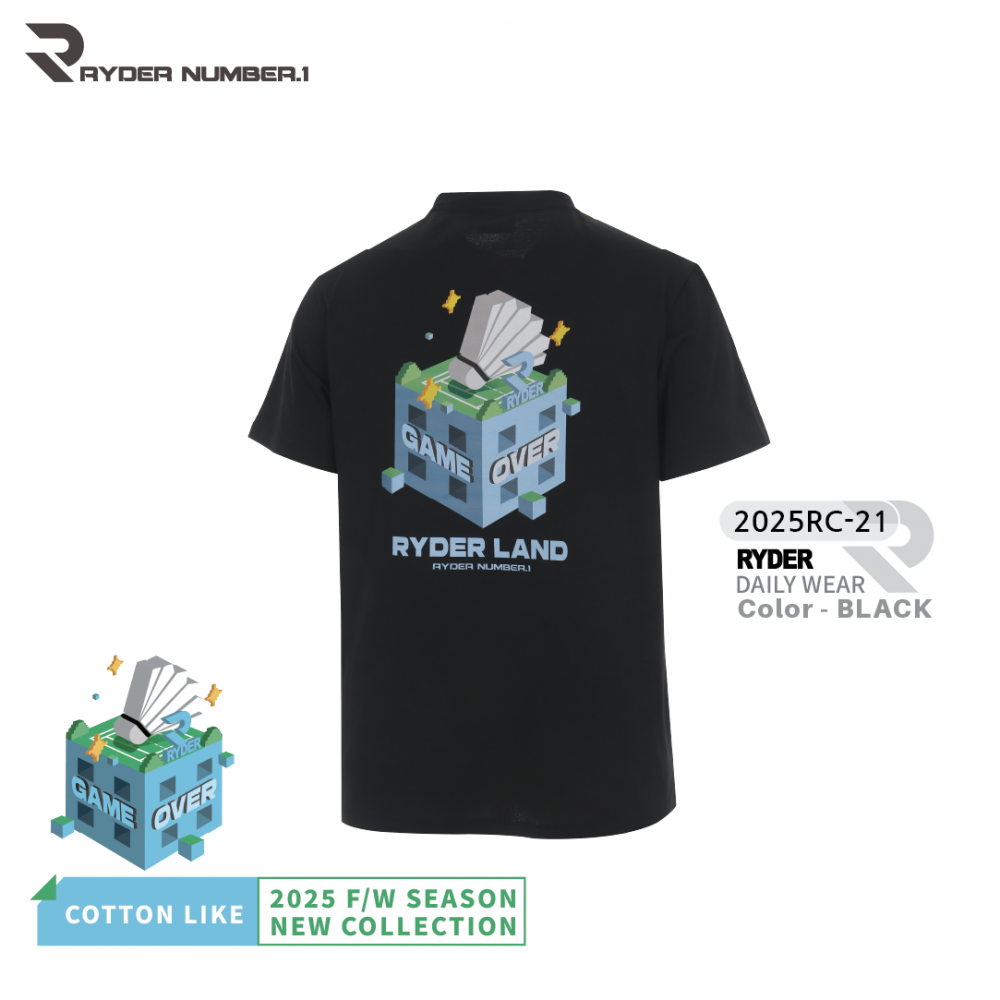 라이더 2025RC-21 코튼라이크 남녀공용 반팔티셔츠 배드민턴 복 탁구 스쿼시 스포츠의류 - 상세 이미지 3