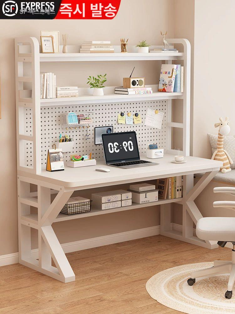 타공판책상 철제 데스크 컴퓨터 공부방 수납 타공 흰색 - 상품 이미지