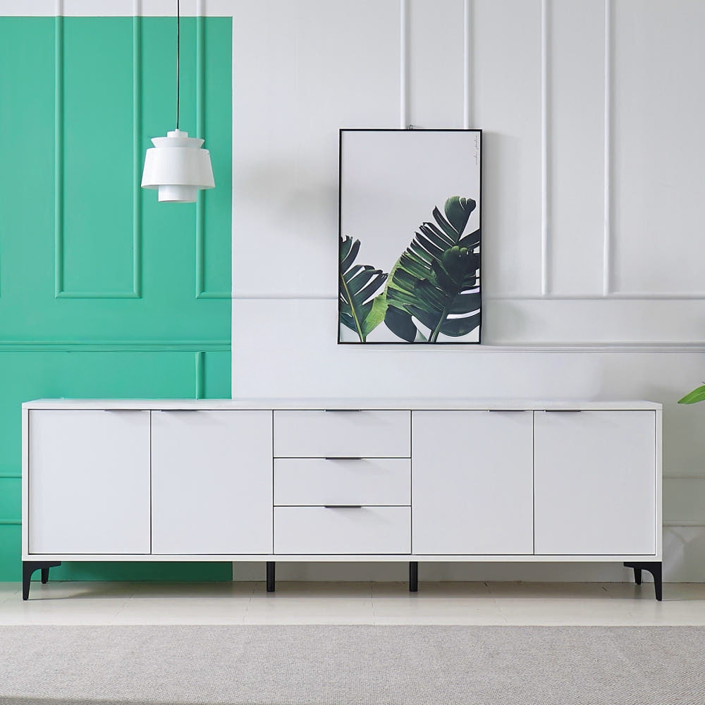 포니 높은거실장 75인치 85인치 티비장 tv다이서랍장 장식장 2100x400x646, 화이트