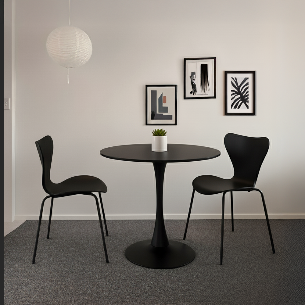 플로윙 블랙 원형 1인 2인 테이블 프리미엄 식탁 체어 세트 600