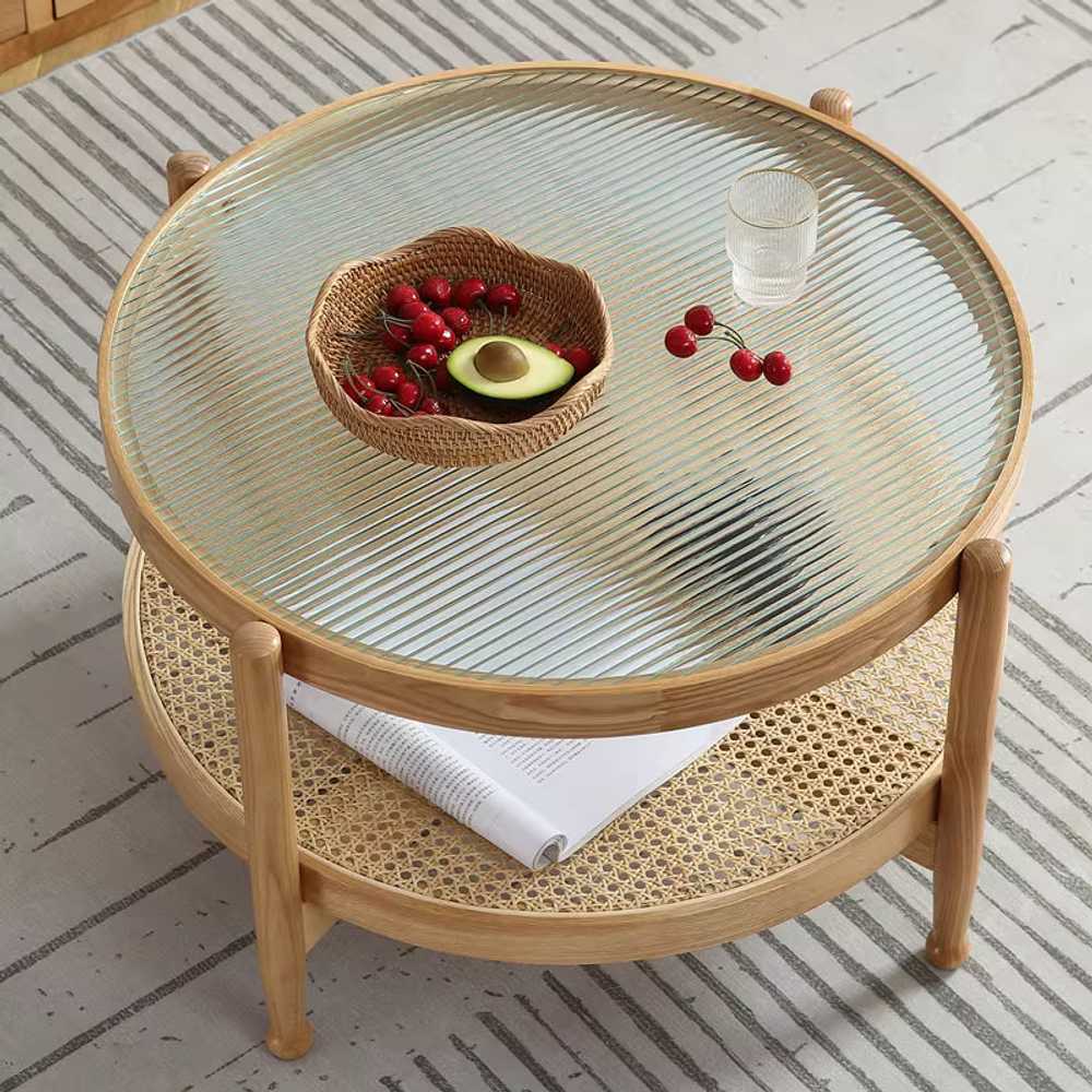 감성 라탄 원목 테이블 인테리어 포인트 사이드테이블 로그(50x60cm) - 상세 이미지 2