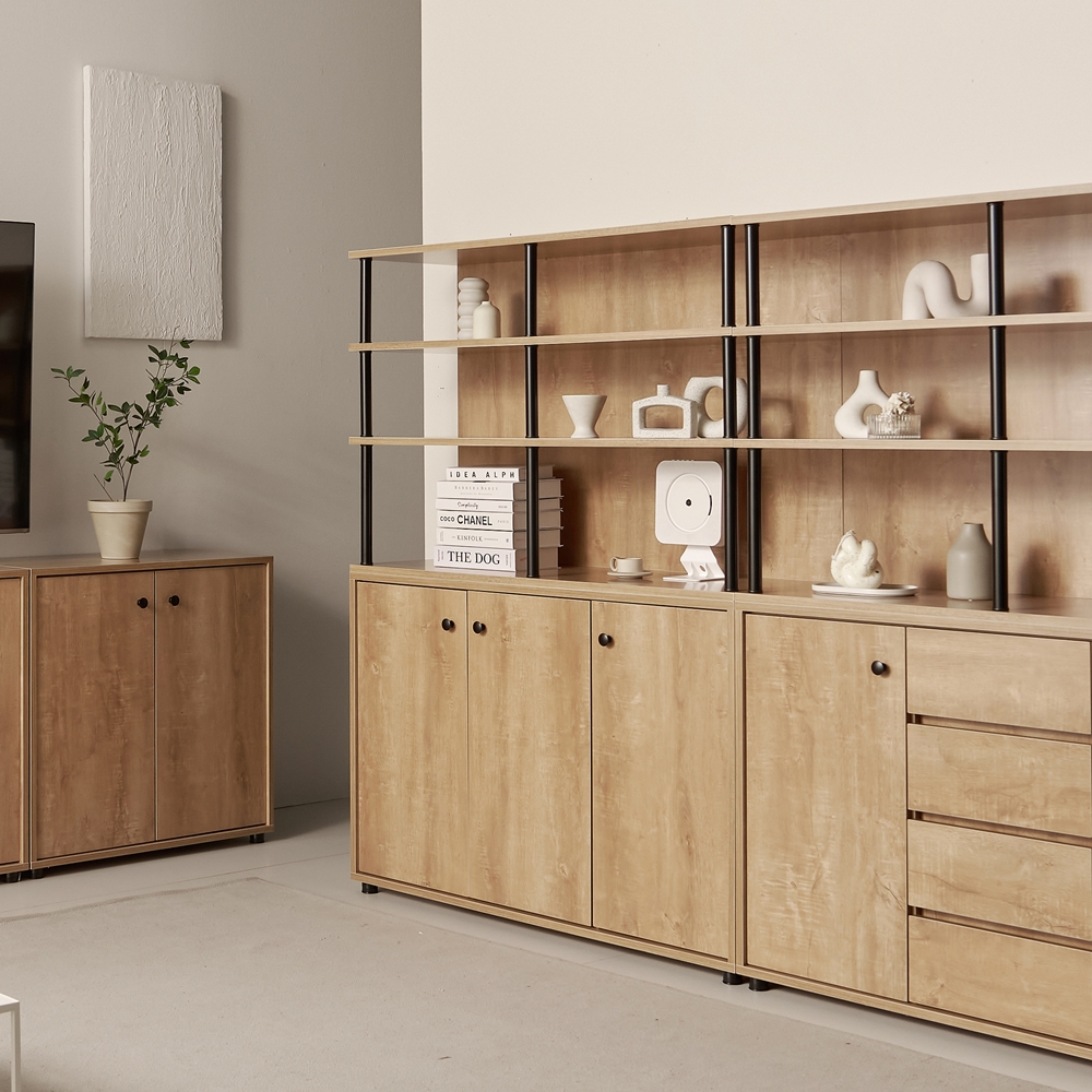 세렌 식기장 홈카페장 홈바장인테리어 꾸미기 주방보조수납장 주방장 1200x400x1600mm, 5단, 오크 이미지 7