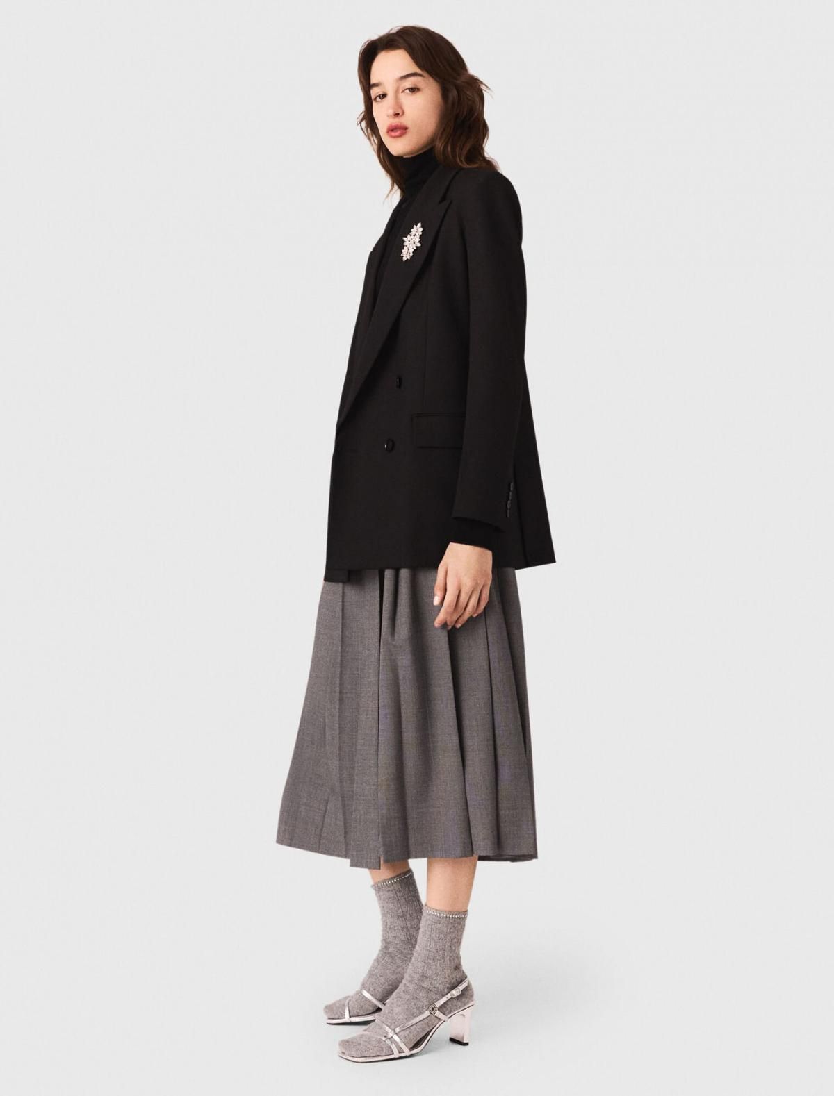 마쥬 테일러드 더블 브로치 블랙 재킷 3661601981821 SCHWARZ - 상세 이미지 3