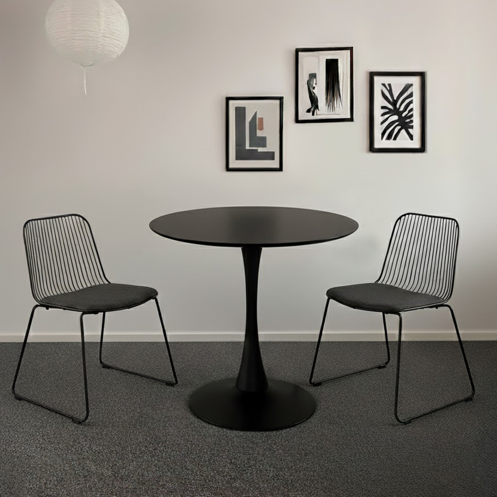 플로윙 블랙 원형 1인 2인 테이블 프리미엄 식탁 체어 세트 600