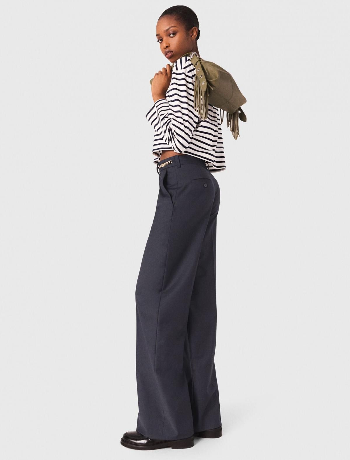 마쥬 체인디테일 스트레이트핏 테일러드 슬랙스 팬츠 3661601968228 MARINE - 상세 이미지 3