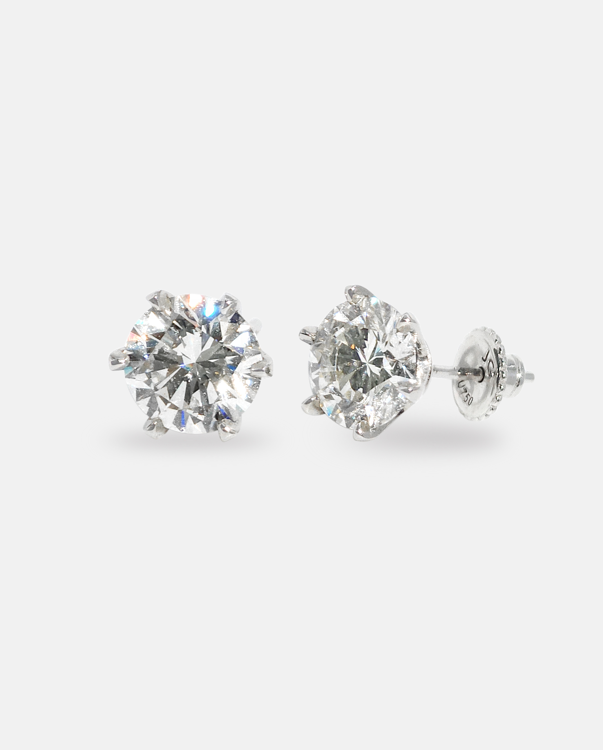 2캐럿 랩다이아 귀걸이 침귀걸이 6프롱 IGI 랩다이아몬드 D컬러 14k 18k - 메인 이미지