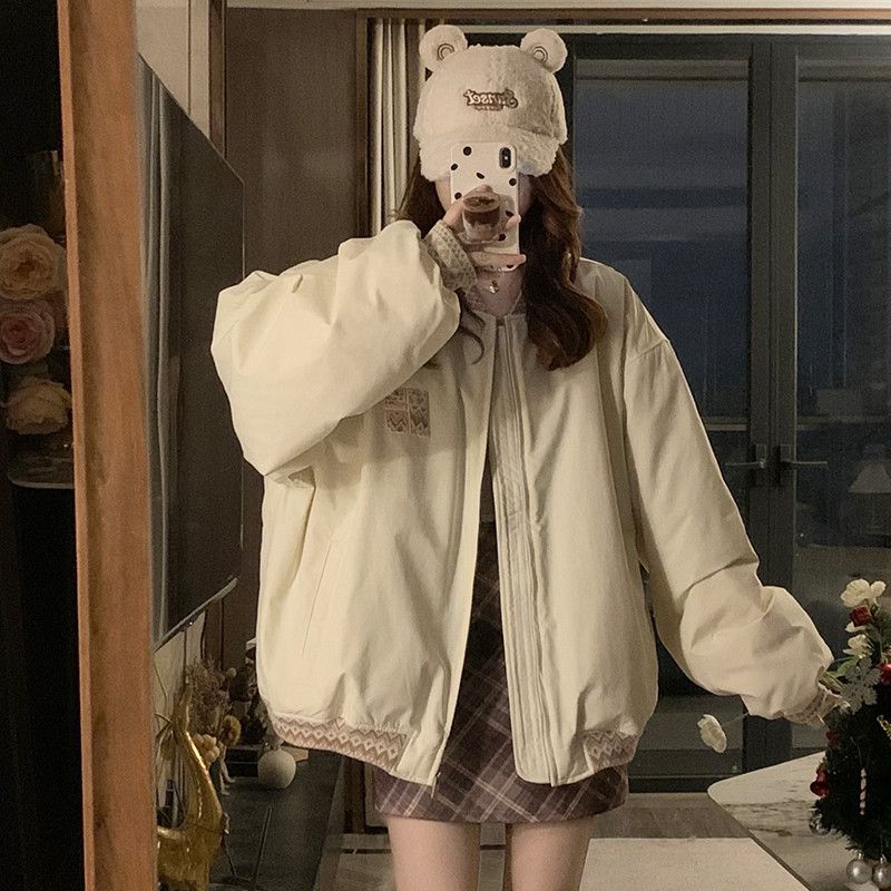 여성 두툼한 루즈핏 오버핏 누빔 패딩 점퍼 항공점퍼 빅사이즈 캐주얼 데일리 아우터 겨울 - 상세 이미지 4