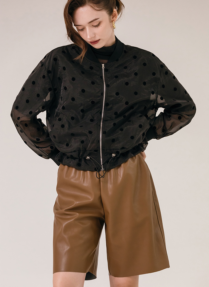 베이직 밴딩 레더 하프팬츠 - 상세 이미지 5