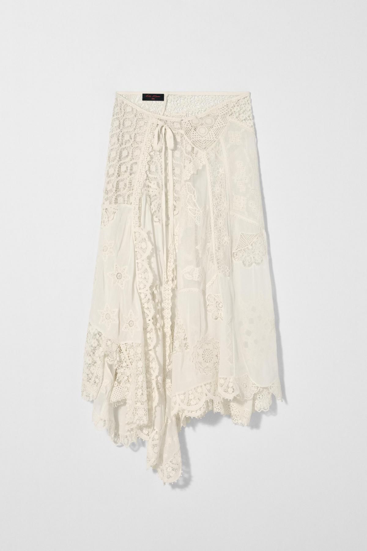 자라 레이스 패치워크 미디 스커트 X 케이트 모스 6895/070 OYSTER-WHITE - 메인 이미지
