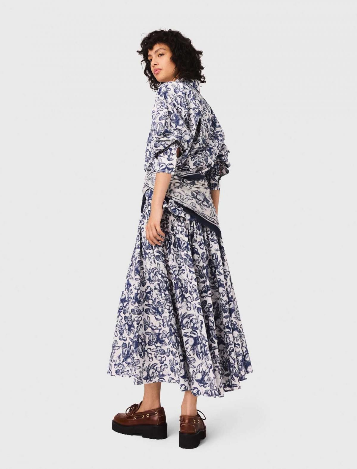 마쥬 프루티 패턴 롱 셔츠 3661601964657 BLEU FRUITS PRINT - 상세 이미지 4