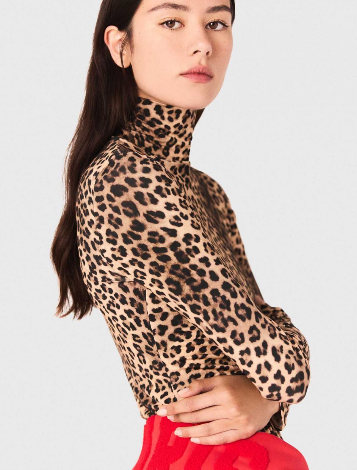 마쥬 레오파드 하이넥 슬림핏 긴팔 티셔츠 3661601979149 IMPRIME LEOPARD - 상세 이미지 3
