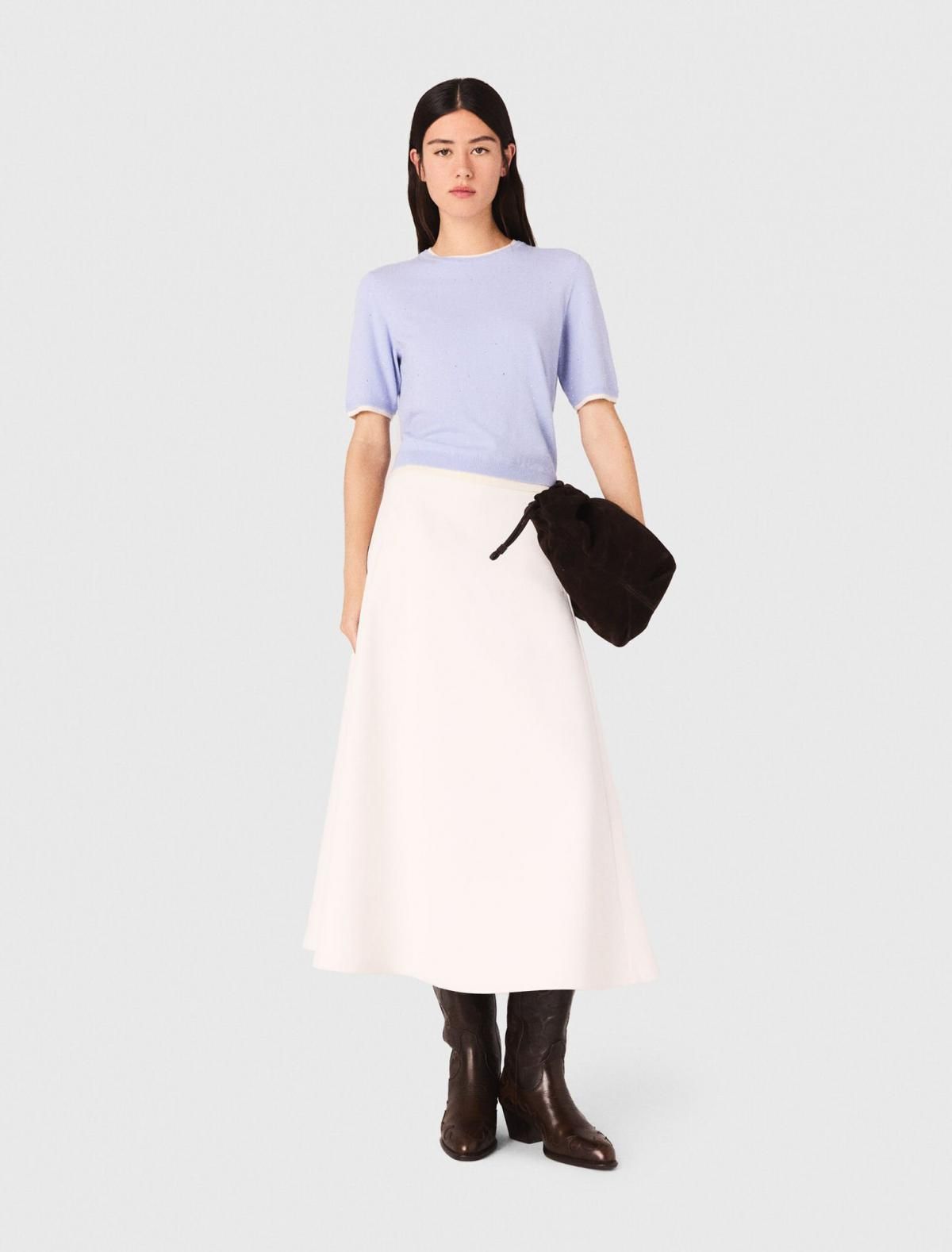 마쥬 크리스탈 스트라스 라운드넥 울 니트 반팔 스웨터 3661601963865 BLAU - 상세 이미지 2