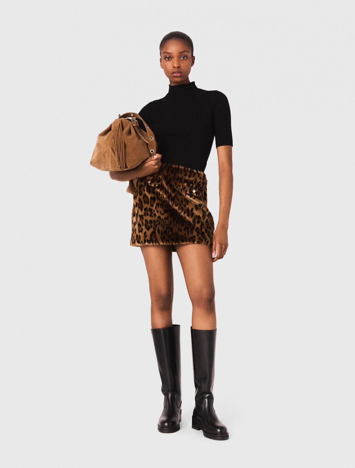 마쥬 레오파드 페이크 퍼 미니 스커트 3661601976889 GRAND LEOPARD PRINT - 상세 이미지 2