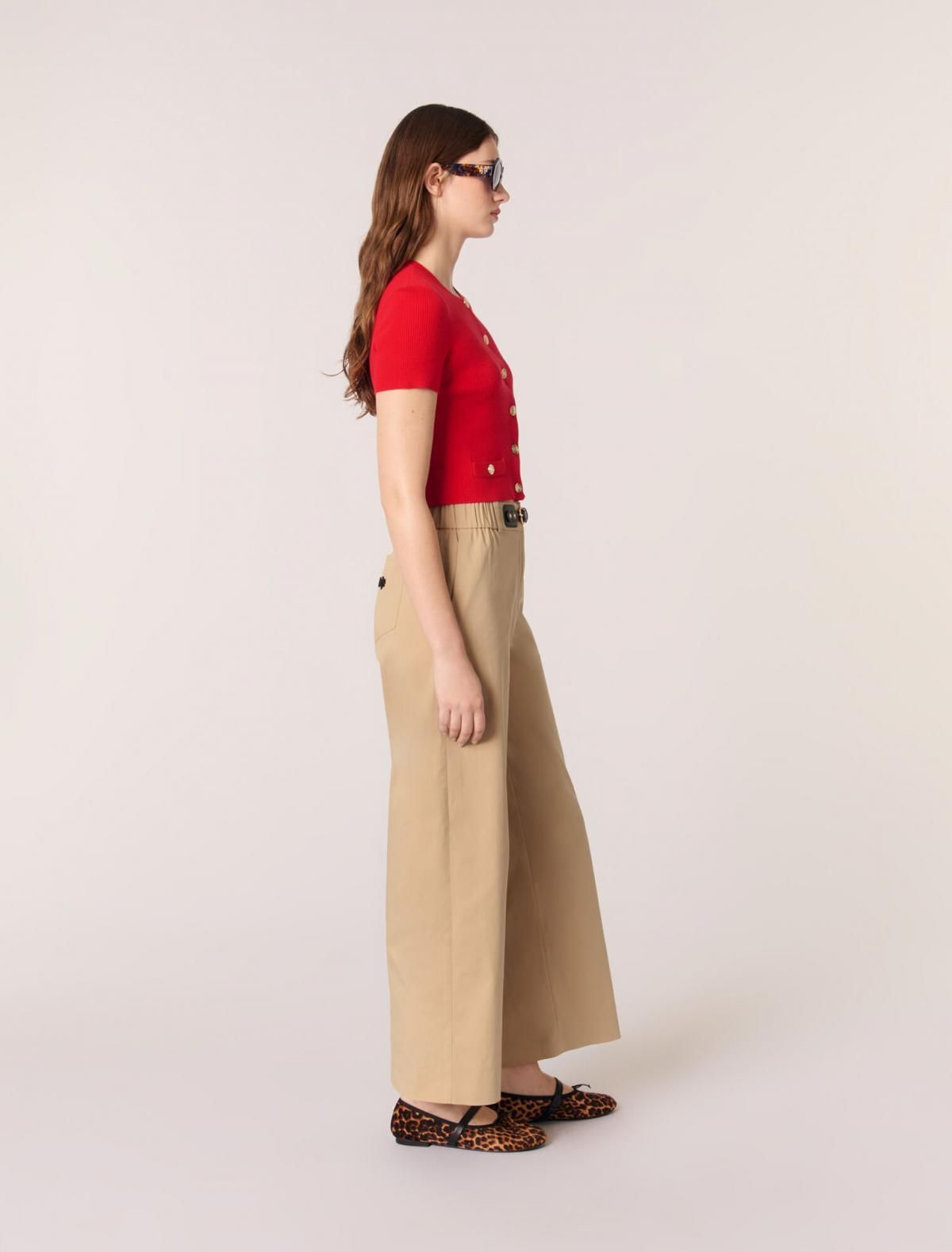 마쥬 와이드핏 코튼 개버딘 팬츠 3661601930065 BEIGE CLAIR - 상세 이미지 4