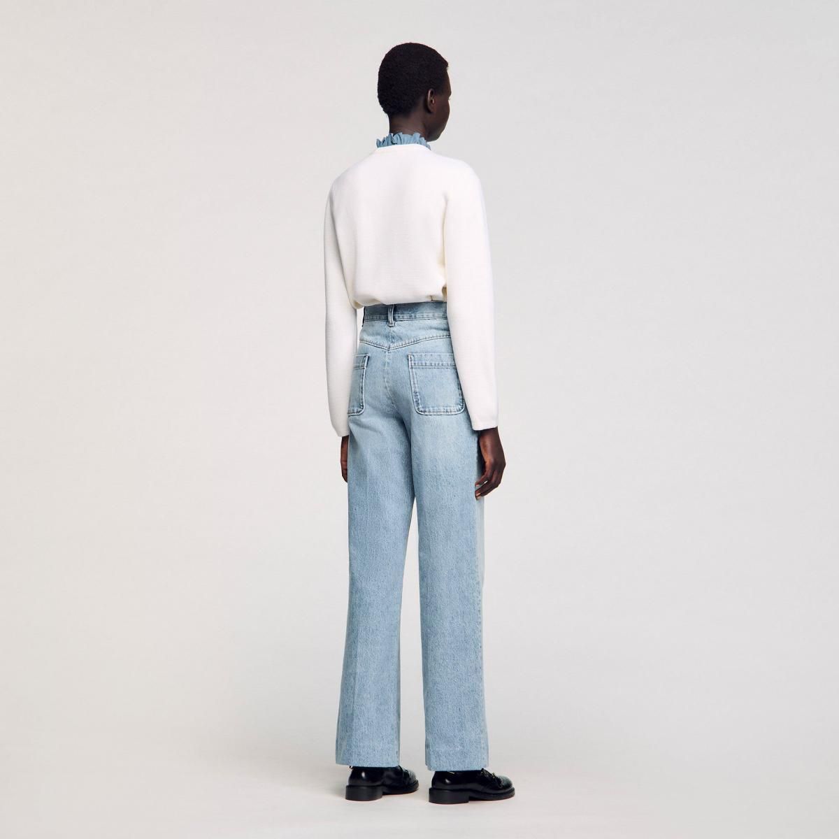 산드로 라이트 데님 하이웨이스트 와이드핏 청바지 SFPJE00467_4785 JEANSBLAU - 상세 이미지 5