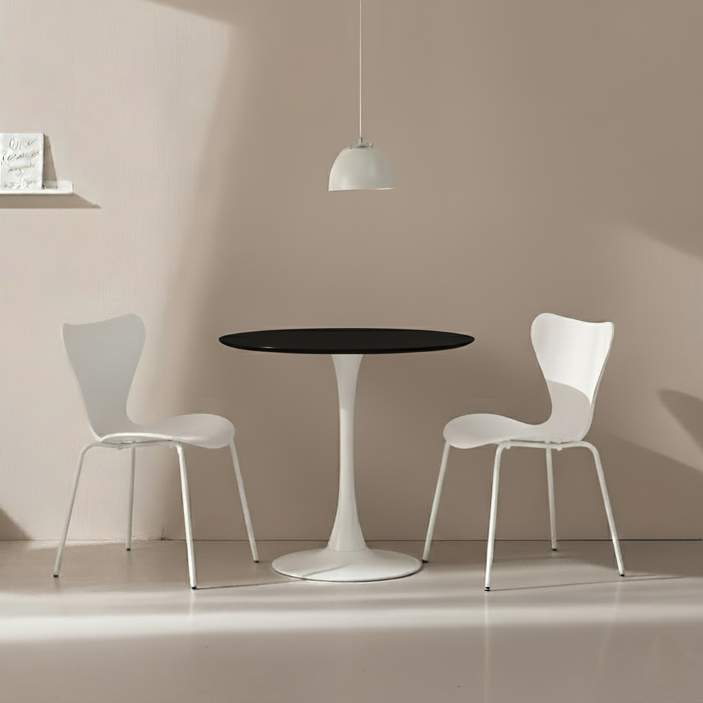 뉴 플로윙 X 숄더7 화이트 원형 카페 식탁 테이블 세트 600