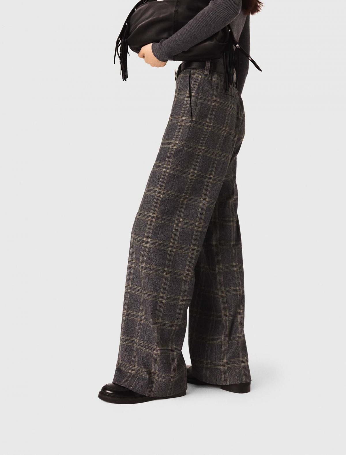 마쥬 체크 와이드 테일러드 슬랙스 팬츠 3661601982293 GRAU - 상품 이미지
