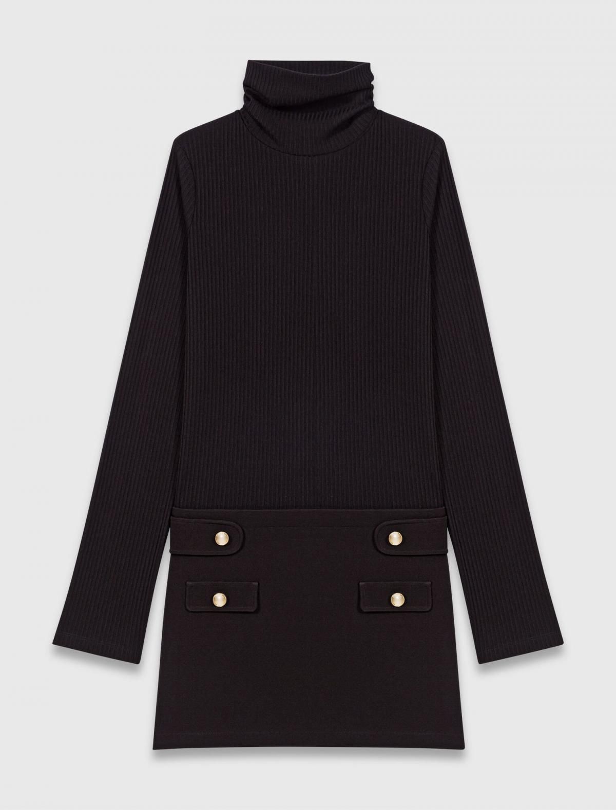 마쥬 테크니컬 버튼 하이넥 미니 원피스 3661601972225 SCHWARZ - 상품 이미지